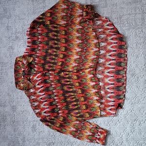 Printed open shoulder long sleeve shirt S